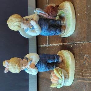 Pair of Vintage 1985 Homco Denim Days Porcelain Figurines #1506Danny and Debbie